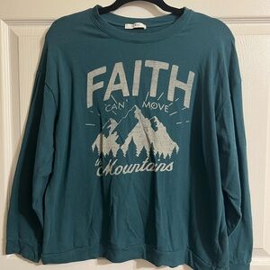 Teal Faith Can Move Mountains Lightweight Sweatshirt